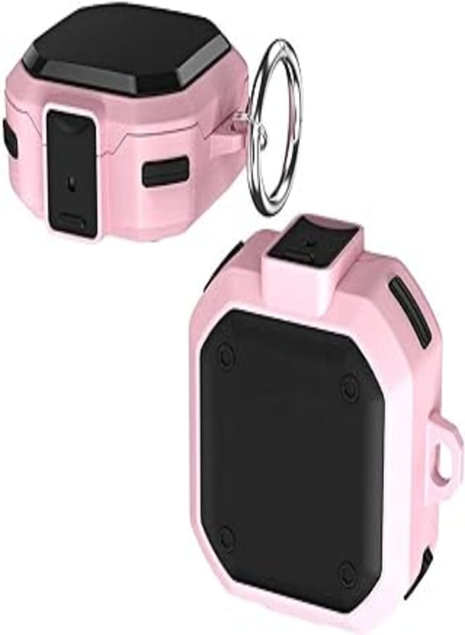 Shock-Proof Hard PC Bumper Case Cover For Galaxy Pads Pro/Galaxy Buds Life/Badges 2 with Keychain Clip And Secure Lock Belts (Pink)