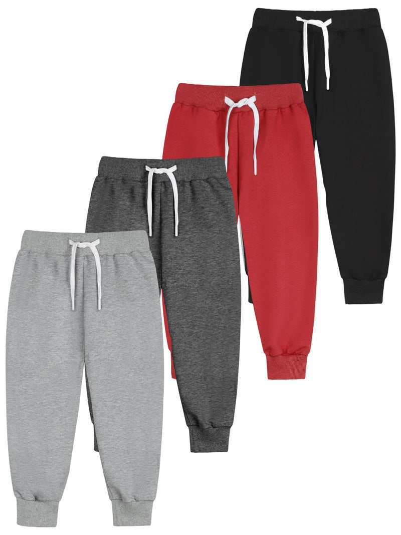 Resinta 4 Pack Toddler and Boys Joggers Sweatpants Cotton Kids Active Pants with Drawstring Casual Athletic Clothes - Image 1
