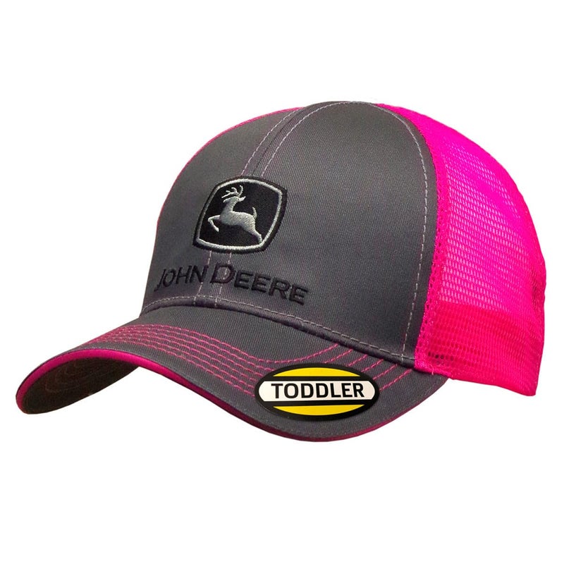 John Deere Toddler/Kids Mesh Back Cap (Charcoal/Pink) - Image 1