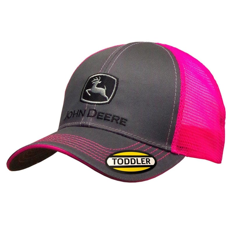 John Deere Toddler/Kids Mesh Back Cap (Charcoal/Pink) - Image 2