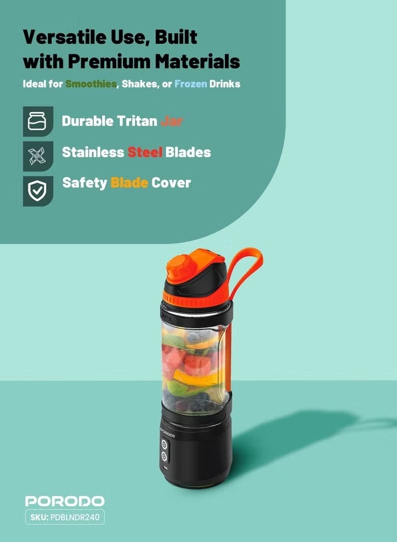 porodo Nutrimix 700ml Dual-Spin Portable Blender with Tritan Jar, Rechargeable - White - Image 5
