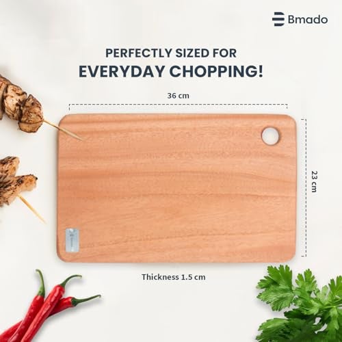 Bmado Bamboo Chopping Cutting Board for Kitchen Vegetables, Meat, Fruits & Cheese (Large, Length-36 cm x Width-23cm) - Image 4