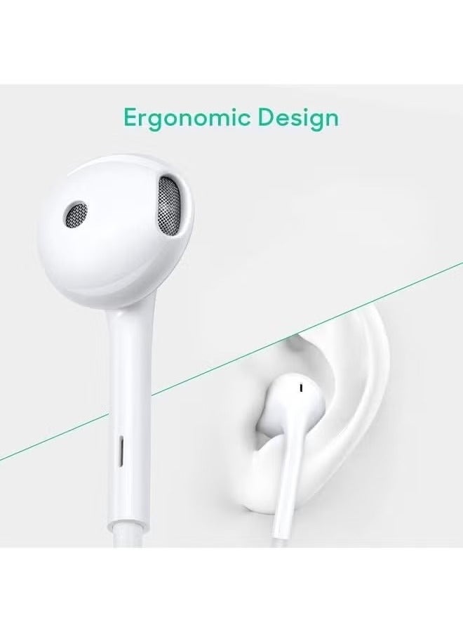 ELTRAZONE Wired In-Ear Earphones with High-Definition Stereo Sound, Noise Isolation, and Built-in Microphone – Lightweight Earbuds with Multi-Function Control and 3.5mm Jack for Smartphones, Laptops, and Tablets in White  - Image 2