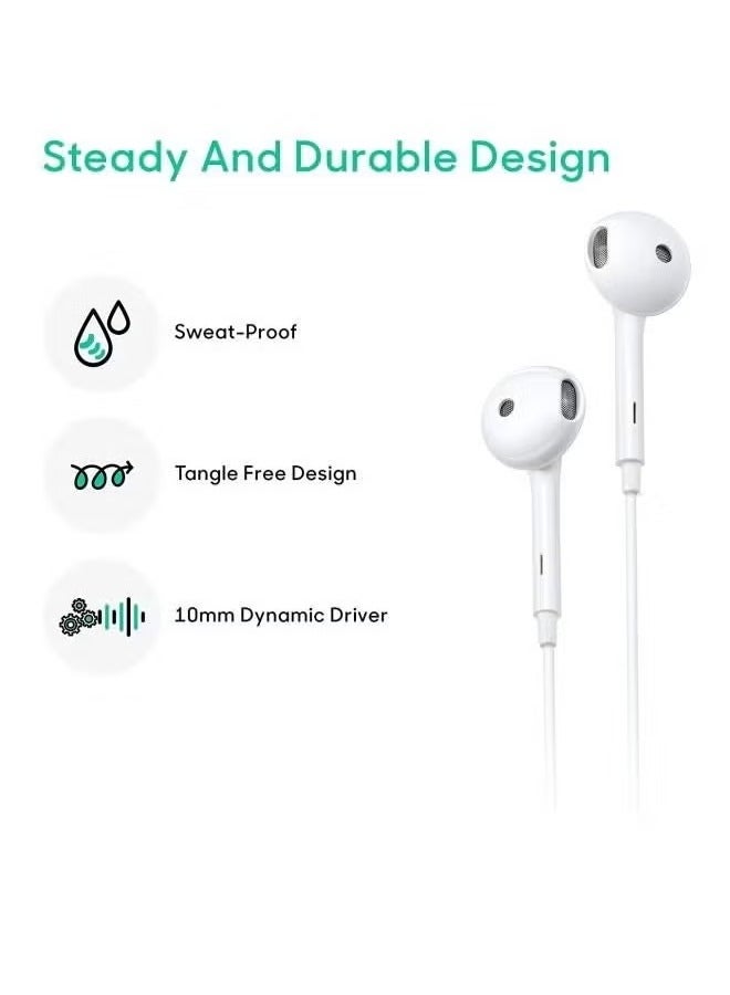 ELTRAZONE Wired In-Ear Earphones with High-Definition Stereo Sound, Noise Isolation, and Built-in Microphone – Lightweight Earbuds with Multi-Function Control and 3.5mm Jack for Smartphones, Laptops, and Tablets in White  - Image 3