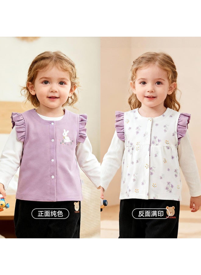 YISHUANGER Newborn Baby Vest Spring Autumn Winter Style Infant Clothing Autumn Wear Double-sided Vest Outer Wear Vest Little Girl - Image 2