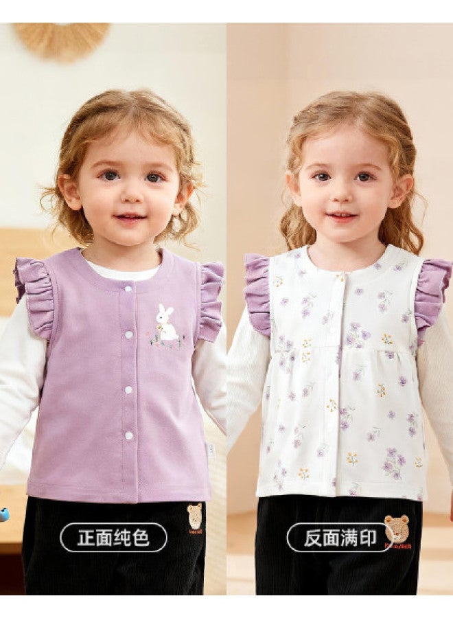 YISHUANGER Newborn Baby Vest Spring Autumn Winter Style Infant Clothing Autumn Wear Double-sided Vest Outer Wear Vest Little Girl - Image 1