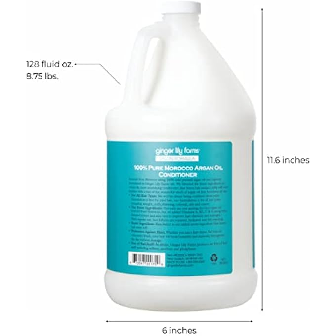 ginger lily farms SALON FORMULA 100% PURE MOROCCO ARGAN OIL CONDITIONER FOR ALL HAIR TYPES & VEGAN & CRUELTY-FREE, 128 FL OZ - Image 3