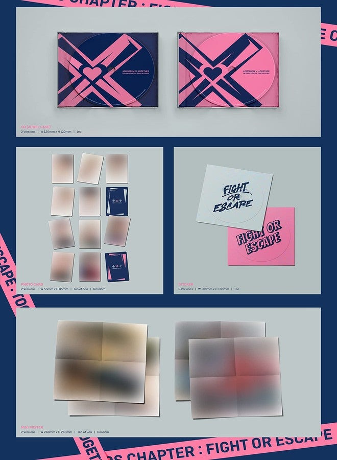 BIGHIT TXT - Chaos Chapter : Fight OR Escape (Together : Fight + Escape Full Set Ver) 2Album+Pre Order Limited Folded Poster+BolsVos K-POP Webzine (20p), Decorative Stickers, Photocards - Image 4