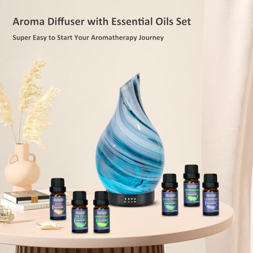 EQUSUPRO Oil Diffuser & Essential Oils Set - Aromatherapy Diffuser with 6 Essential Oils Set, Ultrasonic Cool Mist Oil Diffusers for Essential Oils, 4 Timer & 7 LED Light, Waterless Auto Shut-Off - Image 5