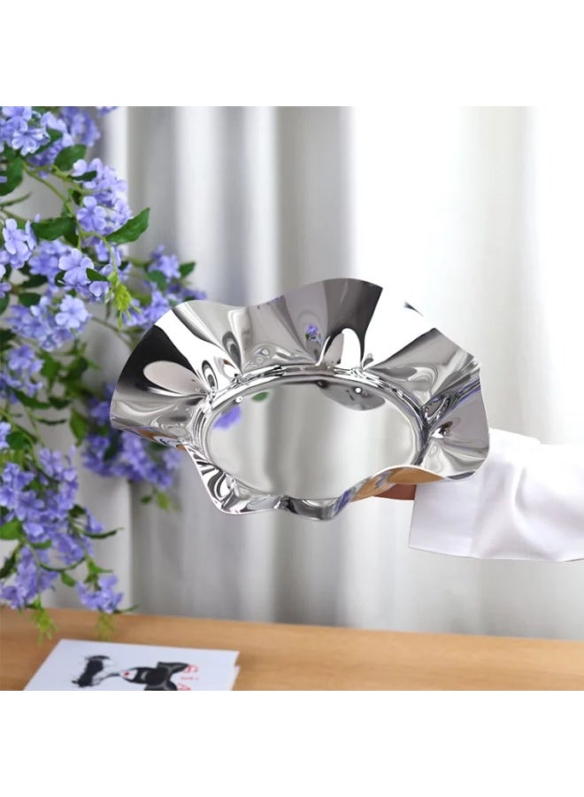 صحن تقديم بتصميم كلاسيكي – ستانلس ستيل – فضي – 32×32 سم - Image 2