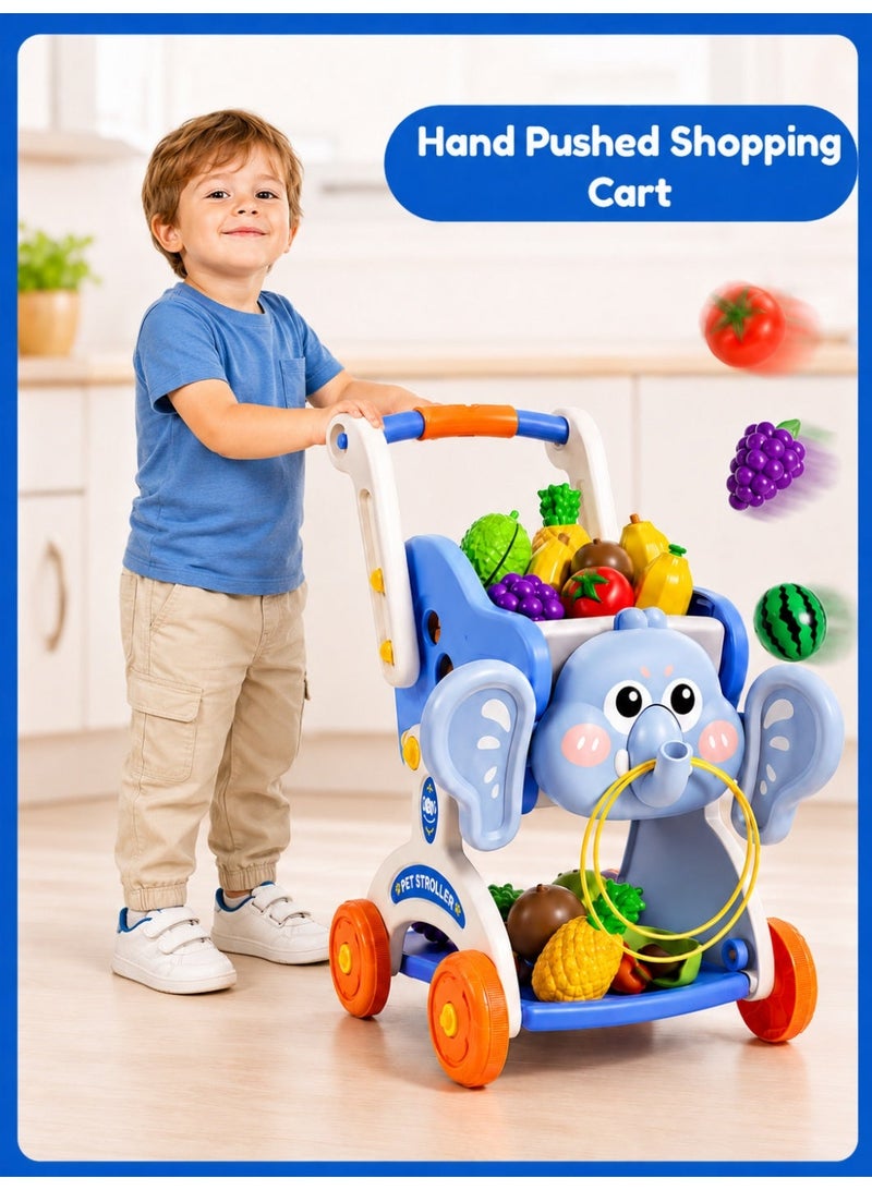 GOOGO Children's Toy Cart with 15 Accessories,Three-Layer Storage, and Pretend Shopping Game for Boys and Girls - Image 1