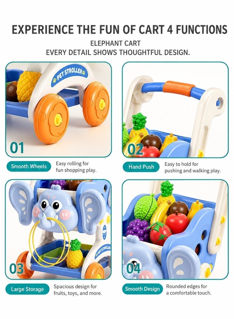 GOOGO Children's Toy Cart with 15 Accessories,Three-Layer Storage, and Pretend Shopping Game for Boys and Girls - Image 2