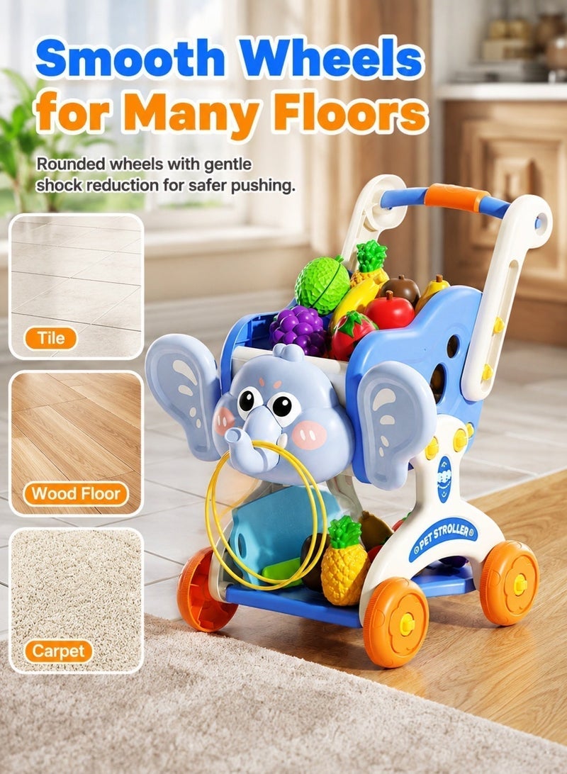 GOOGO Children's Toy Cart with 15 Accessories,Three-Layer Storage, and Pretend Shopping Game for Boys and Girls - Image 5