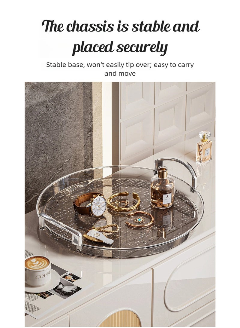 nehem 3 PCS Clear Serving Tray, With Polished Metal Handles, Serving Plate, Wavy Pattern Clear Tray, Spill-Proof Tray, Decorative Serving Tray for Coffee Table, Tea, Storage - Image 5