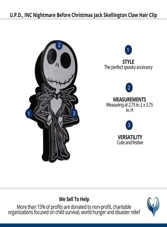 HER Premium Butterfly Nightmare Before Christmas Jack Skeleton Character Large Hair Clip - One Cute Hair Clip for Girls - Hair Accessories for Toddlers Little Girls Birthday Party Gifts, Ages 3+ - Image 4