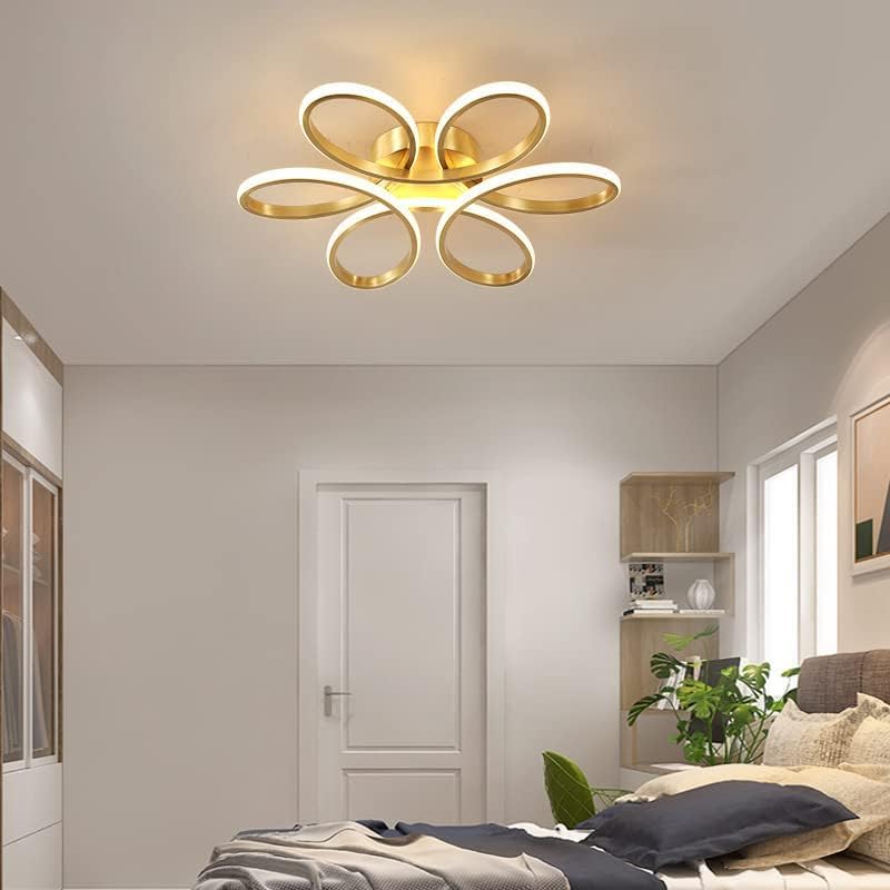 CITRA 550MM 6 Light Curvy Gold Brass Plated Modern LED Chandelier Lamp - Warm White - Image 3