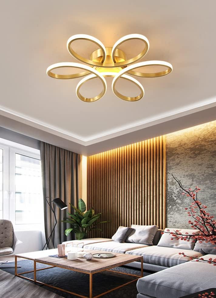 CITRA 550MM 6 Light Curvy Gold Brass Plated Modern LED Chandelier Lamp - Warm White - Image 1