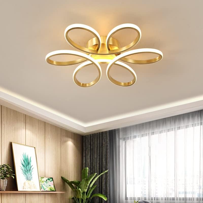 CITRA 550MM 6 Light Curvy Gold Brass Plated Modern LED Chandelier Lamp - Warm White - Image 4