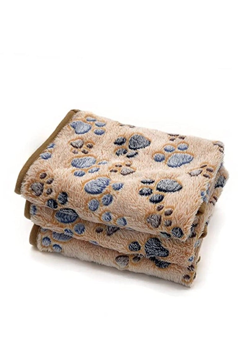 3 Pack Puppy Blankets Super Soft Warm Sleep Mat Paw Print Blanket Fluffy Premium Fleece Pet Blanket Flannel Throw Dog Washable Blankets for Dogs Puppy Cat - Image 1