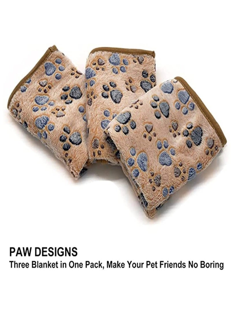 3 Pack Puppy Blankets Super Soft Warm Sleep Mat Paw Print Blanket Fluffy Premium Fleece Pet Blanket Flannel Throw Dog Washable Blankets for Dogs Puppy Cat - Image 5