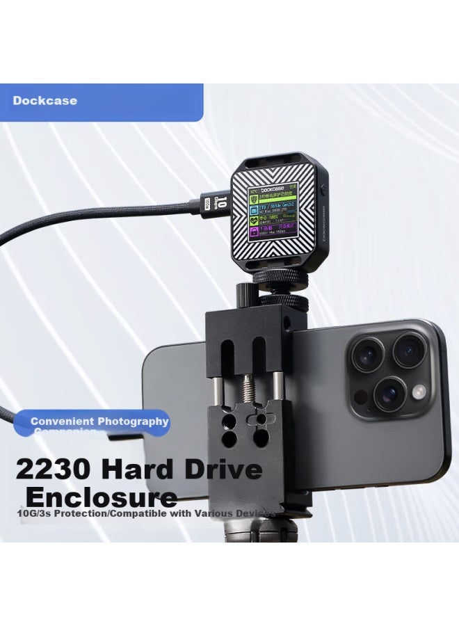 Dockcase Docking Station For M.2 Nvme 2230 Solid State Drive Ssd External Usb 3.2 Mini Mobile Hard Drive Enclosure With Screw Hole Design Striped Pattern - Image 1