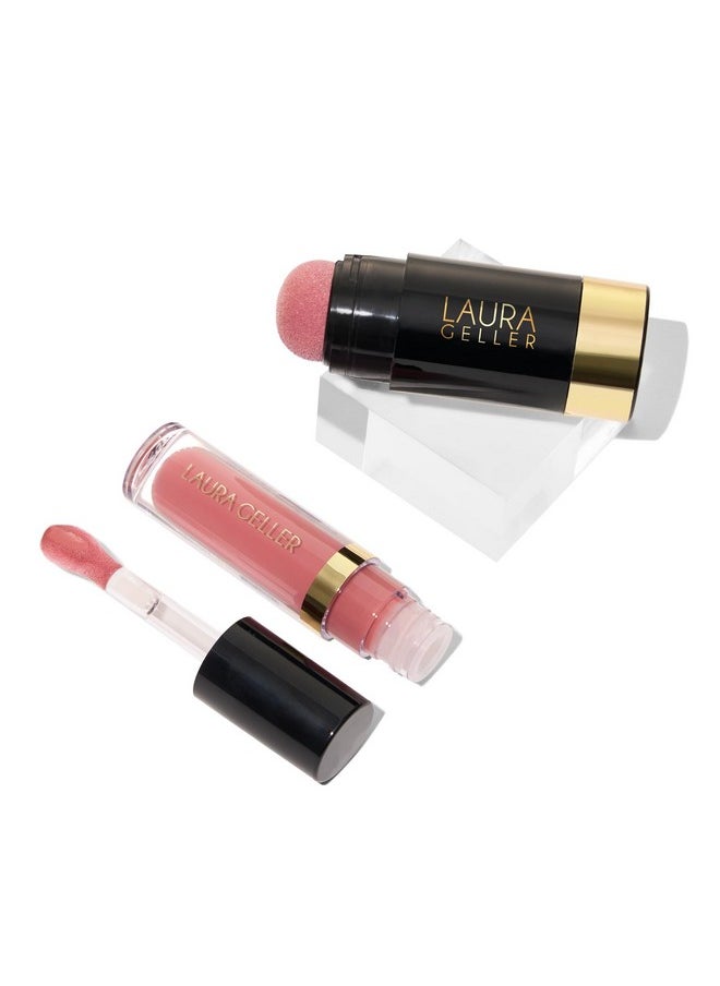 LAURA GELLER NEW YORK Mother'S Day Kit Serum Staples Soothing Blush + Lip Duo Serum Blush Cheek Tint Practical Pink + Jelly Balm Lip Serum There She Rose  - Image 1