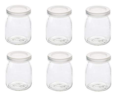 Dailydanny 6 Pcs Yogurt Pudding Jars Bottles With Plastic Lids Ideal for Jam Honey Wedding Favors Shower Favors Baby Foods 55 oz 150ml