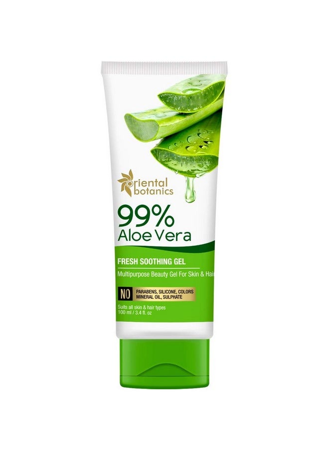 Oriental Botanics - 99% Aloe Vera Gel, 100 G | Infused With Aloe Vera | Hydrates & Nourishes Hair & Skin | No Parabens & Sulphates | Cruelty Free & Vegan - Image 1
