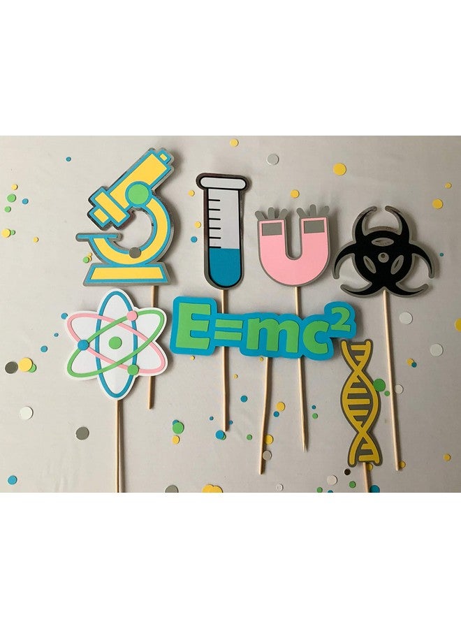 Pinfliers Science Theme Paper Centerpieces Skewers, A set of 7, Blue, yellow, green, pink - Image 2