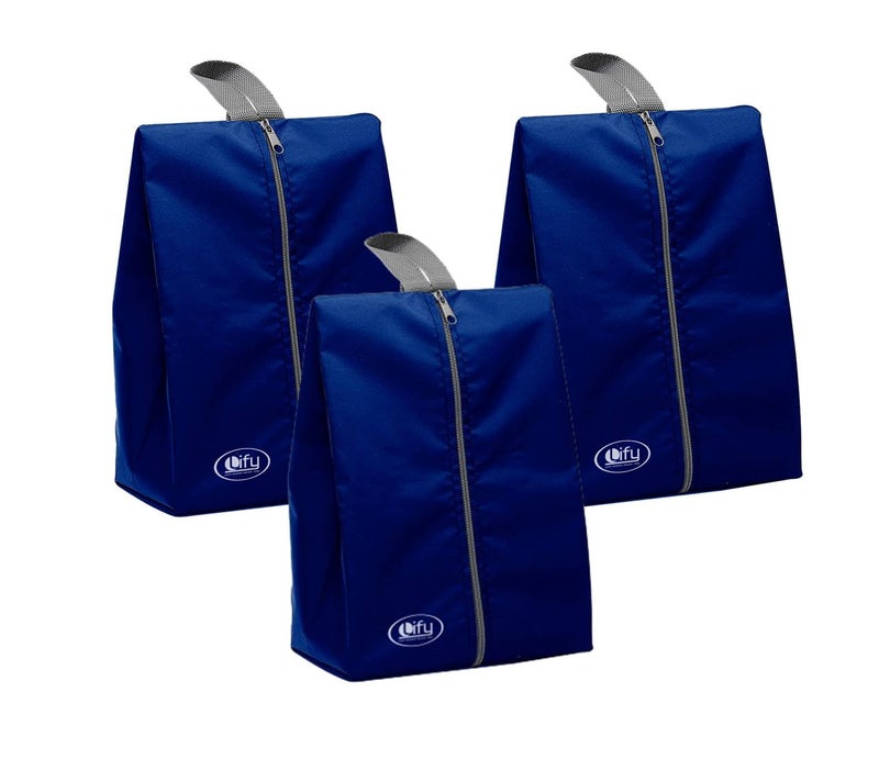 Lify Shoe Storage Organizer Bags Set, Water-Resistant Nylon Fabric with Sturdy Zipper for Traveling (Navy Blue- 3 Piece) - Image 1
