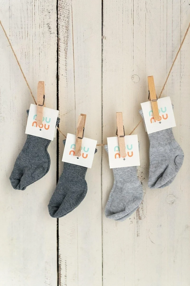 Mama Yoyo Nou Nou 4-Pack Gray and Anthracite Baby Child Folded Socks