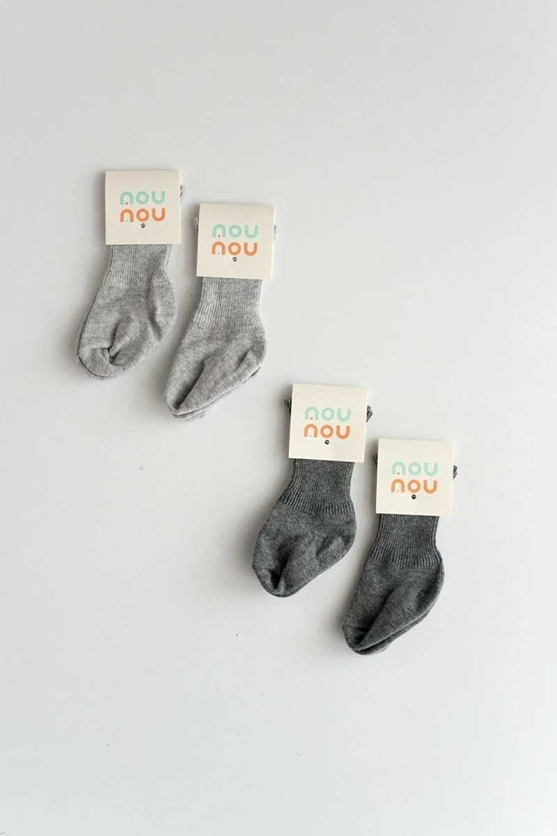 Mama Yoyo Nou Nou 4-Pack Gray and Anthracite Baby Child Folded Socks