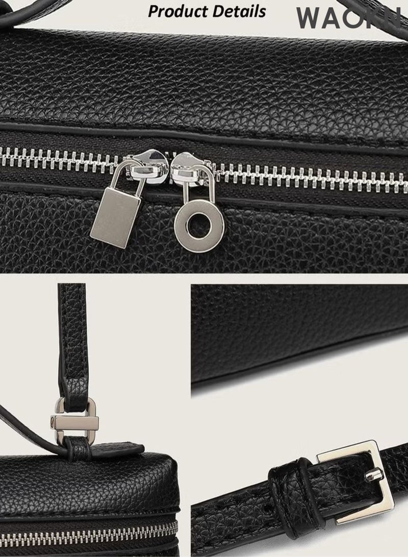 WAOKN Fashionable and minimalist women's handbag, lightweight crossbody bag with adjustable shoulder straps, leather commuting shoulder bag, designed in a simple and fashionable way, large capacity and lightweight for going out, can be carried by hand as a crossbody bag. - Image 4