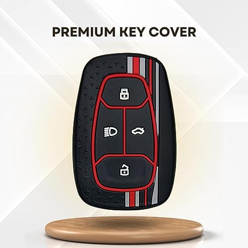 KEYCEPT Tristar Silicone Key Cover Compatible with Tata Nexon | Harrier | Altroz | Tigor | Safari | Punch |Tiago| EV 4 Button Smart Key with Keychain. (Type 4, Black) - Image 4
