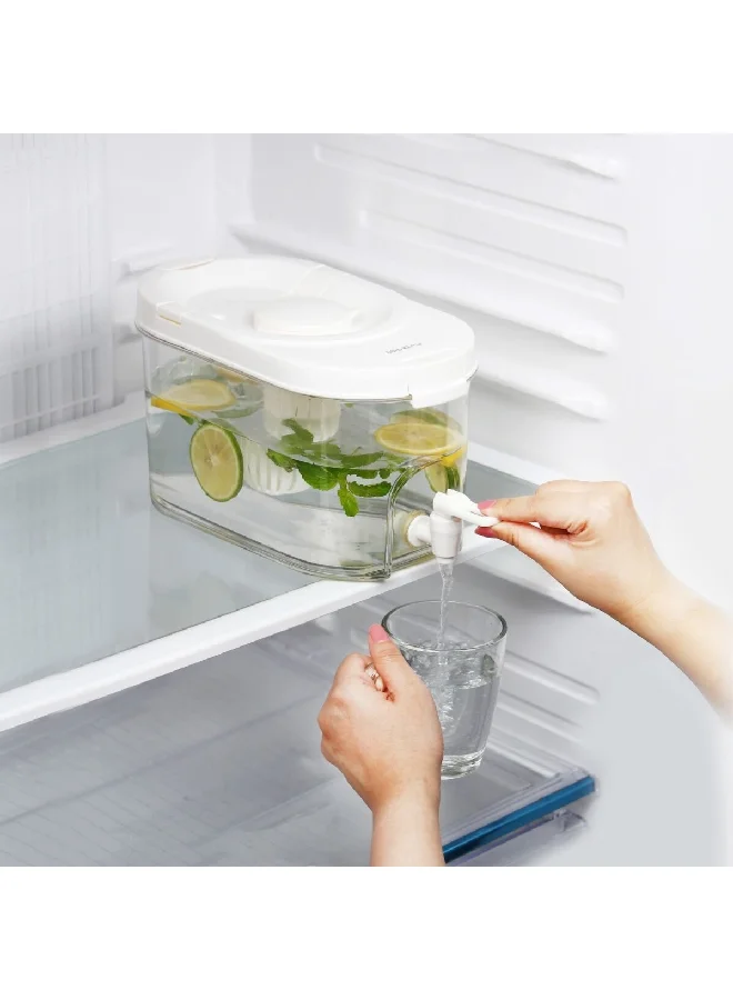 Felli Elegant and Durable Rectangular Beverage Dispenser Clear and White 4 L Y1K130022-W