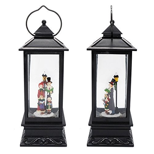 Eldnacele Christmas Musical Snow Globe Lantern Plug in & Battery Operated Glitter Lamp Navitity Scene Lighted Lantern with 6 Hour for Christmas Decoration 12 Inches (Carolers) - Image 4