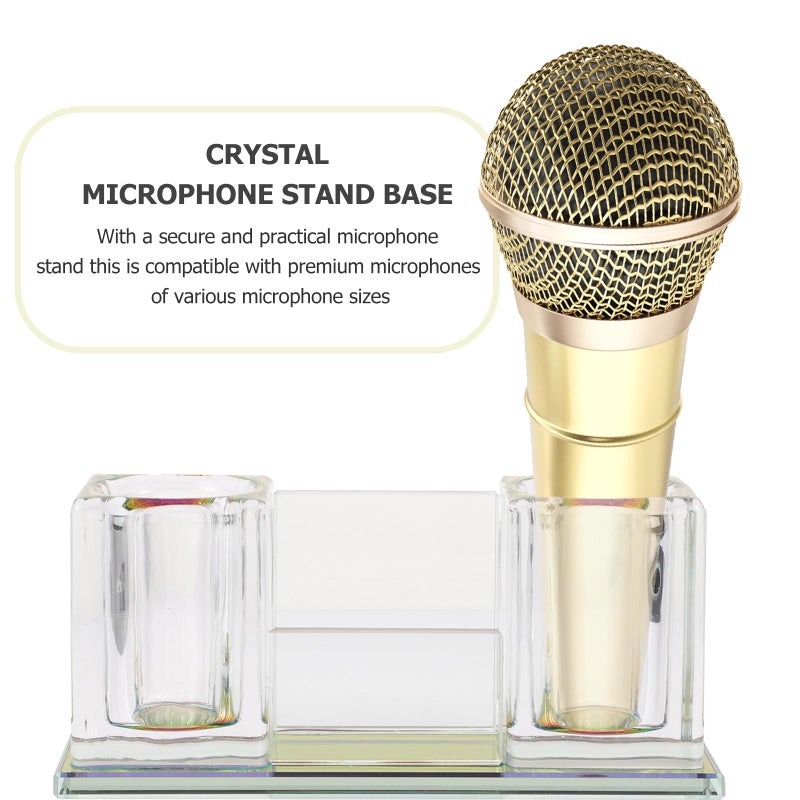 Purple Crystal Acrylic Microphone Stand Base Storage Stable Non Slip Desktop Holder - Image 5