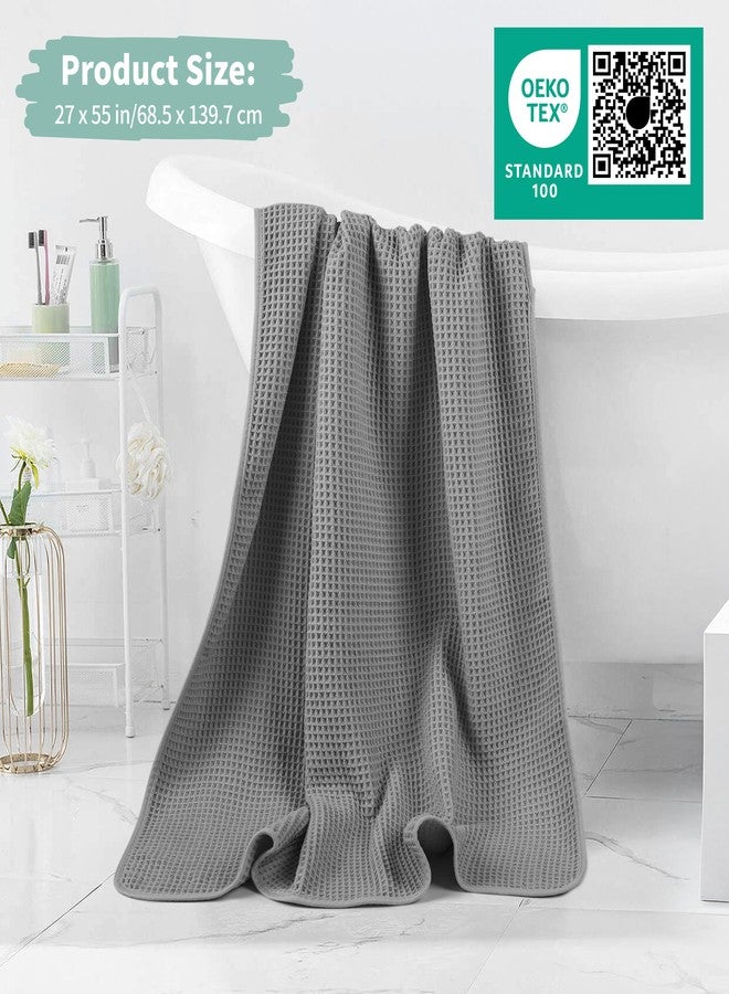 MICROFI Microfiber Waffle Bath Towels, 4 Pieces, Soft, Absorbent, Fast Drying, Lint Free (Beige+Gray+Blue+White) - Image 5