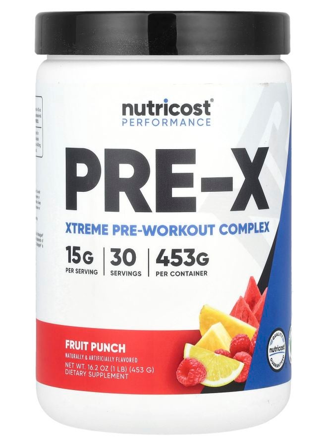 مركب ما قبل التمرين PREX Xtreme للأداء بنكهة فواكه البونش 1 رطل (453 جرام)