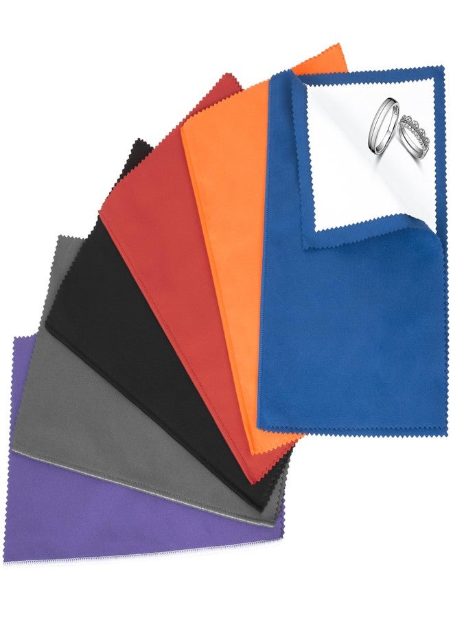 Builimeer 6 PCS Jewelry Polishing Cloths, 10x12 Inch Soft Pure Cotton Polishing Cloths for Cleaning Gold, Silver, Platinum, Diamond, Stainless Steel, Keeps Clean and Shiny (6 Dark Colors) - Image 1