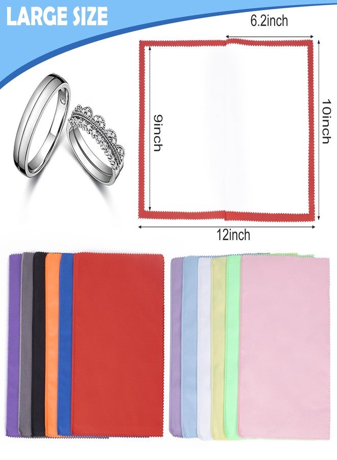 Builimeer 6 PCS Jewelry Polishing Cloths, 10x12 Inch Soft Pure Cotton Polishing Cloths for Cleaning Gold, Silver, Platinum, Diamond, Stainless Steel, Keeps Clean and Shiny (6 Dark Colors) - Image 2