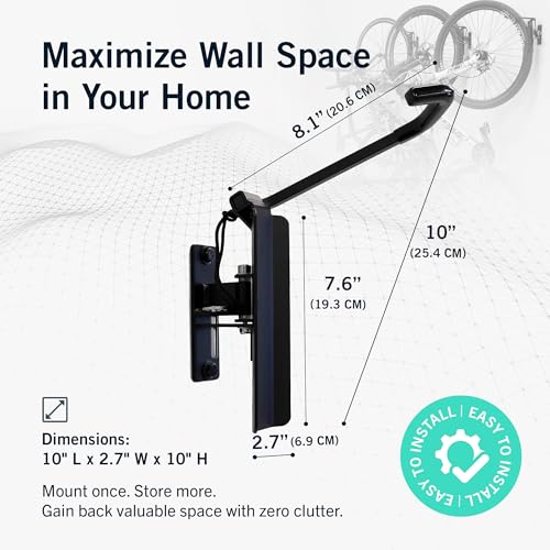 StoreYourBoard 4-Bike Swivel Rack – Wall Mounted Garage Bike Storage, Vertical Hanger with 120° Swing Design & Stopper, Space-Saving Indoor Wall Mount – Fits Kids Bikes, BMX & More – Black - Image 2