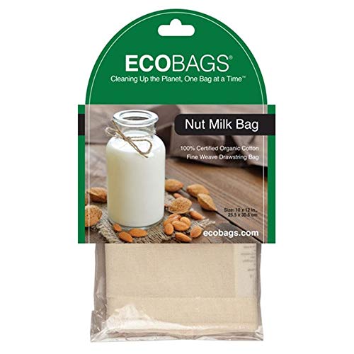 ECOBAGS Nut Milk Bag Organic Cotton Straining Bag 10 x 12