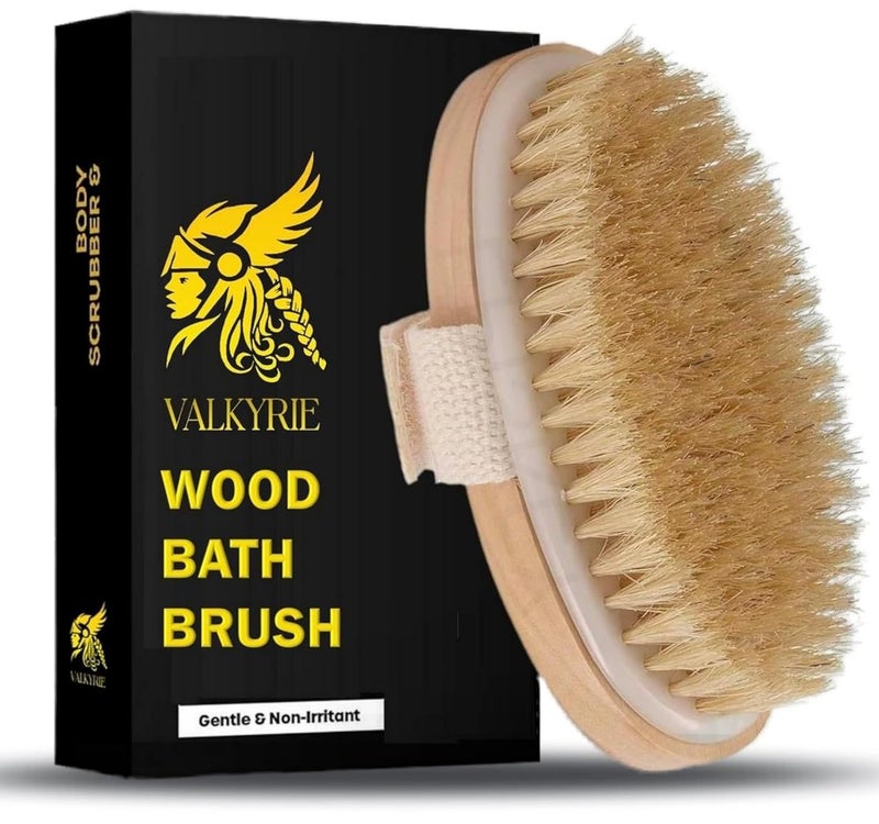 Valkyrie فرشاة الجسم الجافة VALKYRIE لتحسين الدورة الدموية وصحة وجمال البشرة بشعيرات طبيعية | إزالة الجلد الميت والسموم، علاج السيلوليت، تقشير، تحفيز الدورة الدموية - Image 1