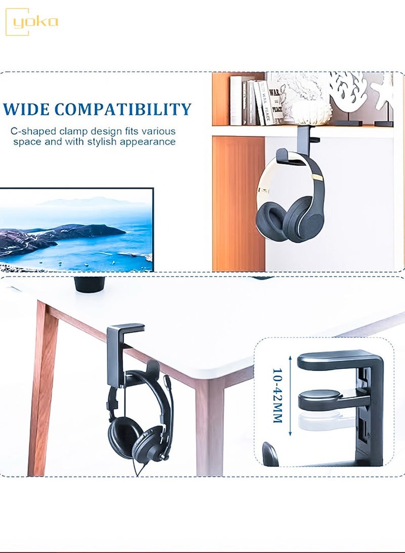 يوكا ثلاثة في واحد لعبة كمبيوتر سماعة وحدة تحكم قوس ، قوس سماعة مع 360 درجة التناوب المضادة للانزلاق كليب واثنين من وحدة تحكم قوس ، لعبة عالمية التبعي مدير وحدة تحكم ، سماعة كابل - Image 2