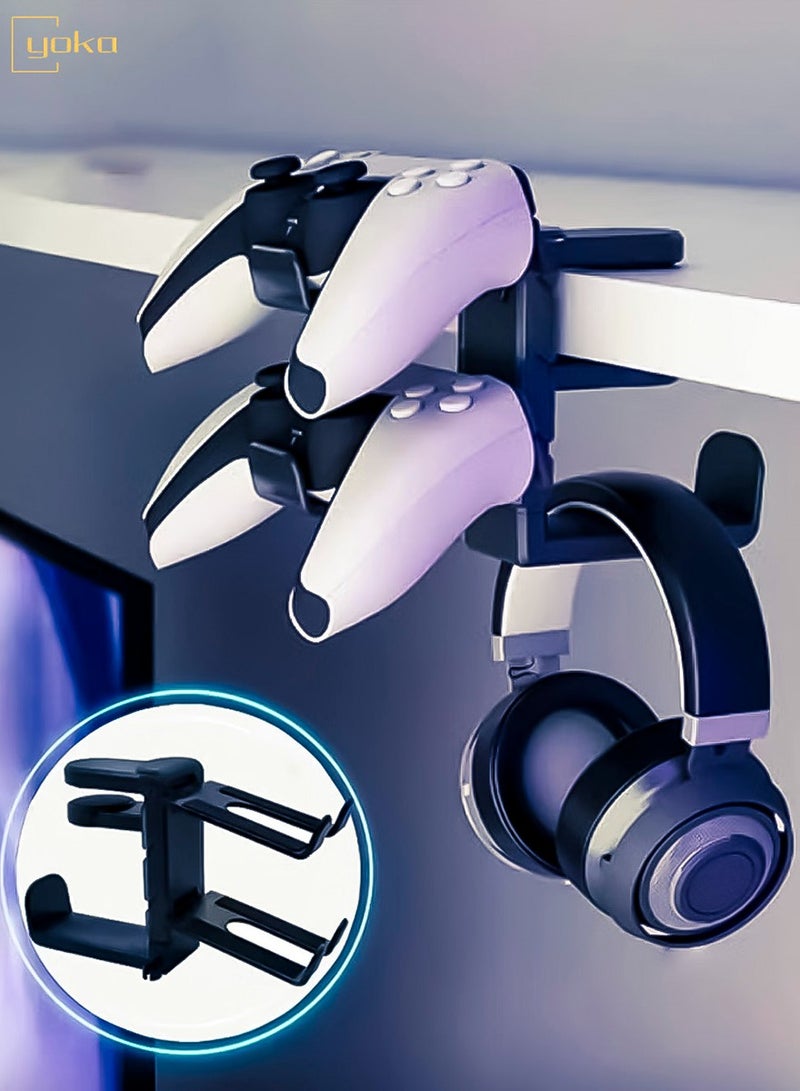 يوكا ثلاثة في واحد لعبة كمبيوتر سماعة وحدة تحكم قوس ، قوس سماعة مع 360 درجة التناوب المضادة للانزلاق كليب واثنين من وحدة تحكم قوس ، لعبة عالمية التبعي مدير وحدة تحكم ، سماعة كابل - Image 1
