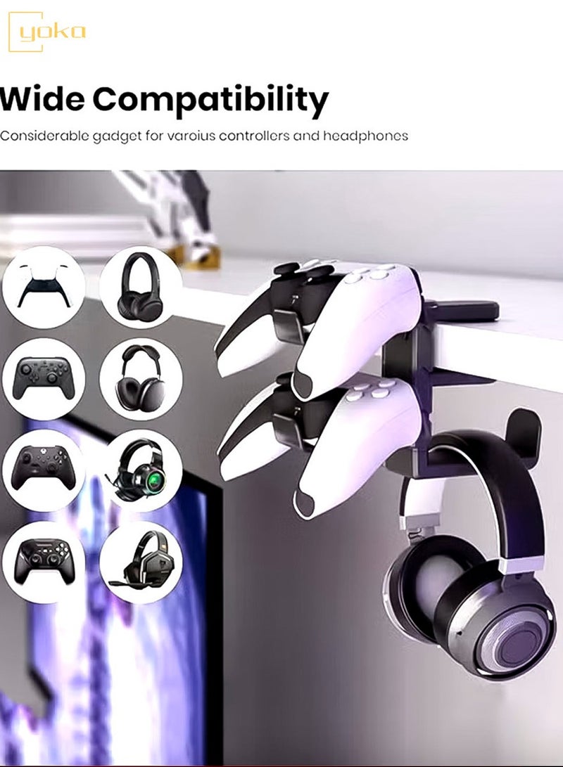 يوكا ثلاثة في واحد لعبة كمبيوتر سماعة وحدة تحكم قوس ، قوس سماعة مع 360 درجة التناوب المضادة للانزلاق كليب واثنين من وحدة تحكم قوس ، لعبة عالمية التبعي مدير وحدة تحكم ، سماعة كابل - Image 4