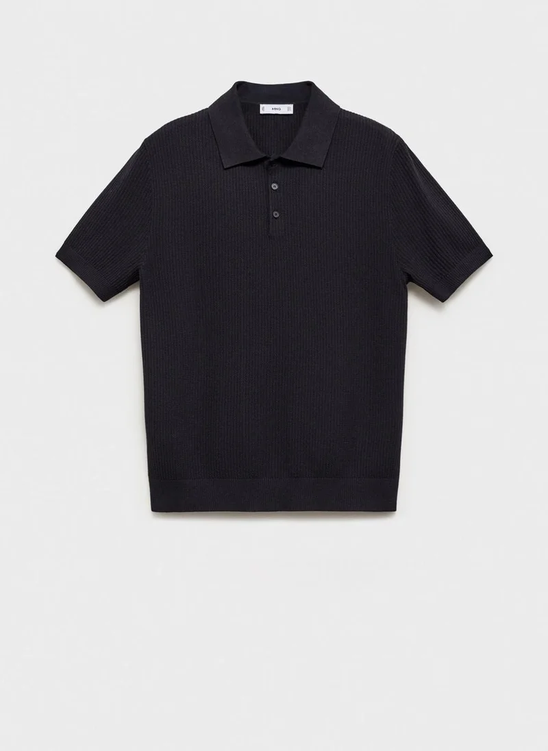 Mango Man Ribbed knit polo shirt