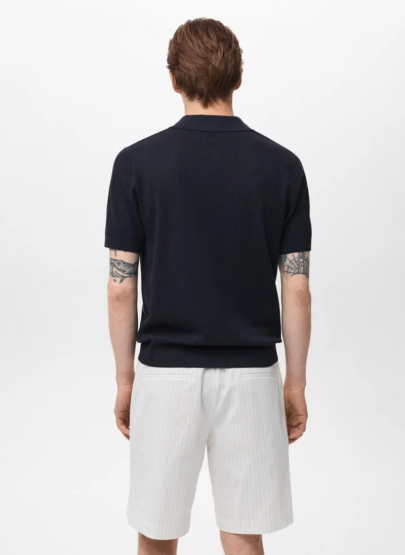 Mango Man Ribbed knit polo shirt