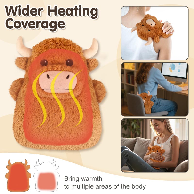SUZZIPAD Highland Cow Microwavable Heating Pads for Belly, Neck & Shoulders, Heatable Plush with Moist Heat, Removable Plush Cover, Unscented Natural Fill, Adorable Surprise Present, 7.8" x 10.6", 1.2 lb - Image 5